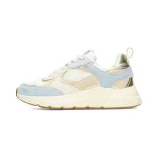 Posh By Poelman Carocel Dames Sneakers - Wit Met Blauwe Combinatie