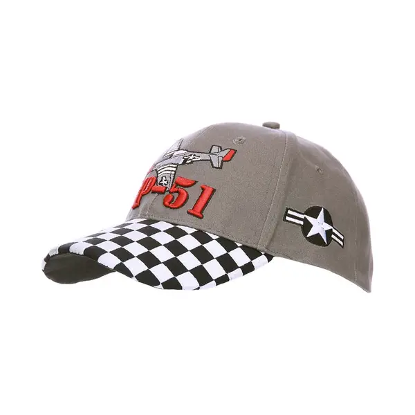 Fostex Baseball Cap P-51 Mustang Airforce Us Army Bomber Usaaf Kokarde Vintage Kariert thumbnail