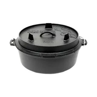 Valhal Outdoor - Dutch Oven - Gusseisen Topf 6.1L - Schwarz - Mit Thermometeraussparung