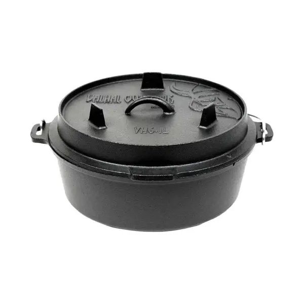 Valhal Outdoor - Dutch Oven - Gusseisen Topf 6.1L - Schwarz - Mit Thermometeraussparung thumbnail