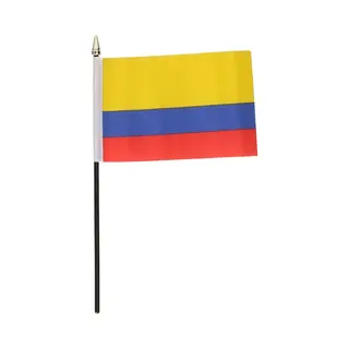 Colombia - Mini Vlaggetje Van 10 X 15 Cm Op Stokje - Landen Vlag - H27 Cm - Polyester