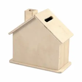 Creativ company Spaarpot Huisje - Beschilderbaar - 10 Cm - Hout - Hobby/knutsel Spaarpot