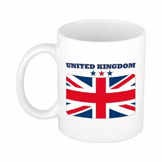 Bellatio Decorations Koffie Mok - Engeland - Vlag Print - 300 Ml - Wit - Keramiek - Supporters Fan Artikelen - Landen Beker