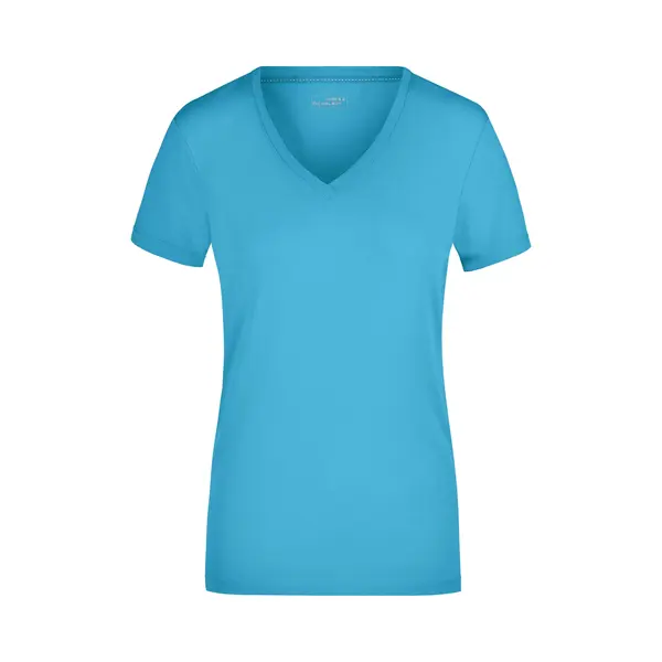 James & Nicholson T-shirt V-hals - Dames - Turquoise Blauw - Stretch - Katoen/elasthan Xl thumbnail