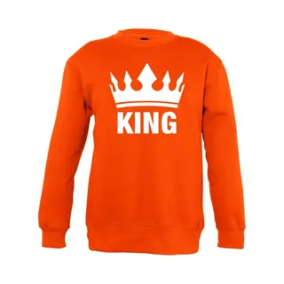 Shoppartners Oranje Koningsdag King Sweater Kinderen 5-6 Jaar (110/116)
