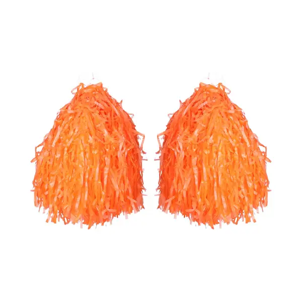 2x Stuks Cheerball/pompom Oranje Met Ringgreep 33 Cm - Cheerleader Verkleed Accessoires thumbnail