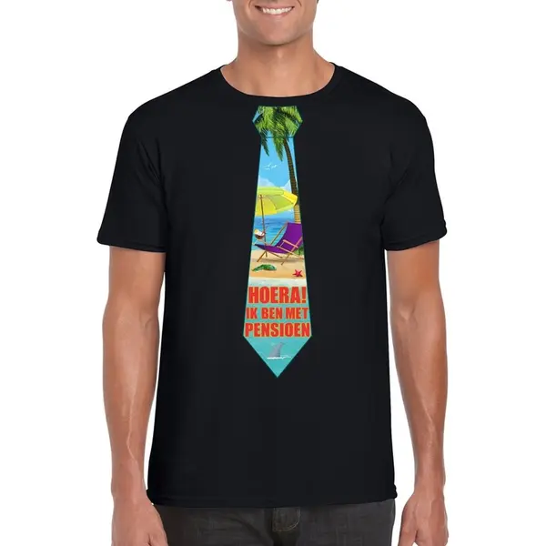 Bellatio Decorations Pensioen T-shirt Met Stropdas Heren Zwart Xl thumbnail
