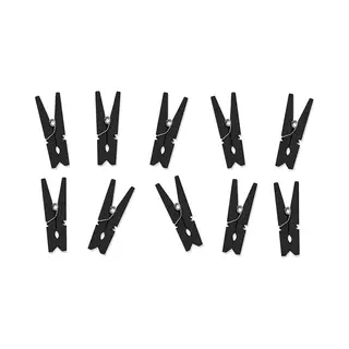 Hobby Mini Knijpertjes - 10x Stuks - Van Hout / Metaal - Zwart - 3, 5 Cm
