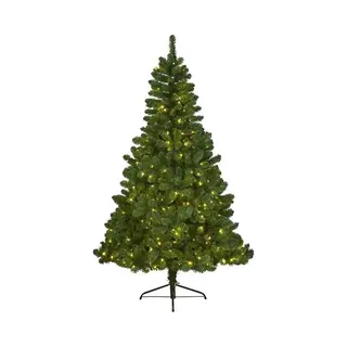 Everlands Kunst Kerstboom - Imperial Pine - Groen - H150 - Met Kerstverlichting - Verlichte Kunstboom