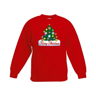 Bellatio Decorations Rode Kersttrui Met Dierenvriendjes Kerstboom Voor Jongens En Meisjes - Kersttruien Kind 110/116