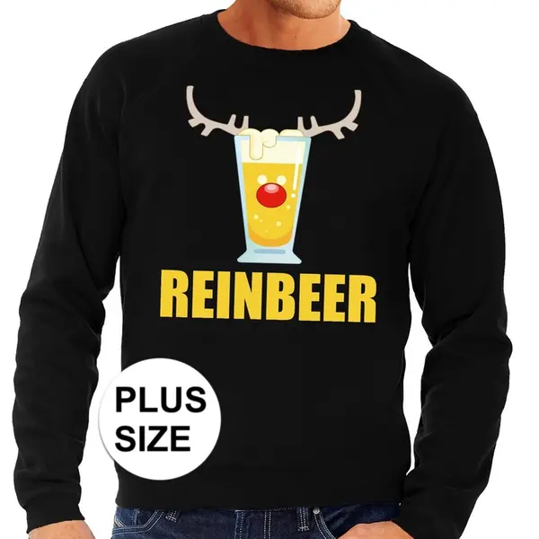 Bellatio Decorations Grote Maten Foute Kersttrui / Sweater Met Bierglas Reinbeer Zwart Voor Heren - Kersttruien Xxxl thumbnail