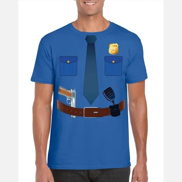 Bellatio Decorations Politie Uniform Kostuum Blauw Shirt Voor Heren - Hulpdiensten Verkleedkleding Xxl thumbnail