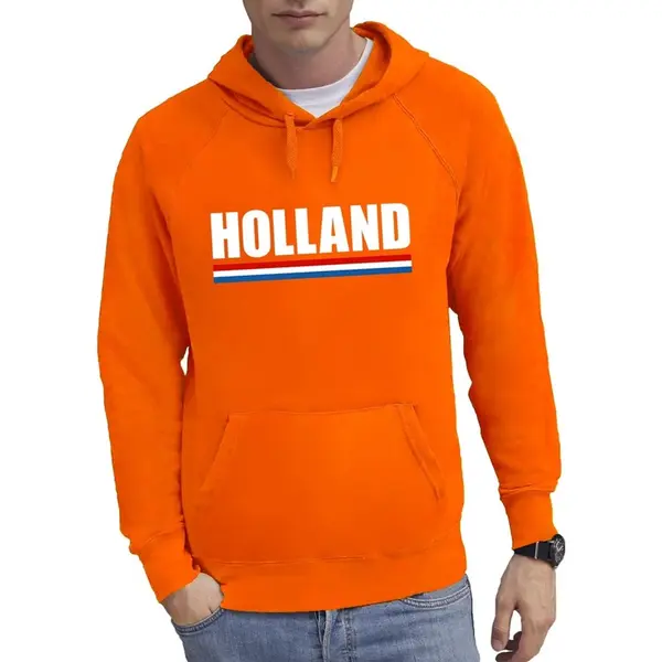 Bellatio Decorations Oranje Holland Supporter Hoodie / Hooded Sweater Heren - Oranje Fan/ Supporter Kleding M thumbnail