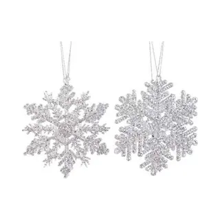 Decoris Kersthangers - 2x - Zilver - Sneeuwvlok/ster - 12 Cm - Sneeuw Thema Kerstboomhangers