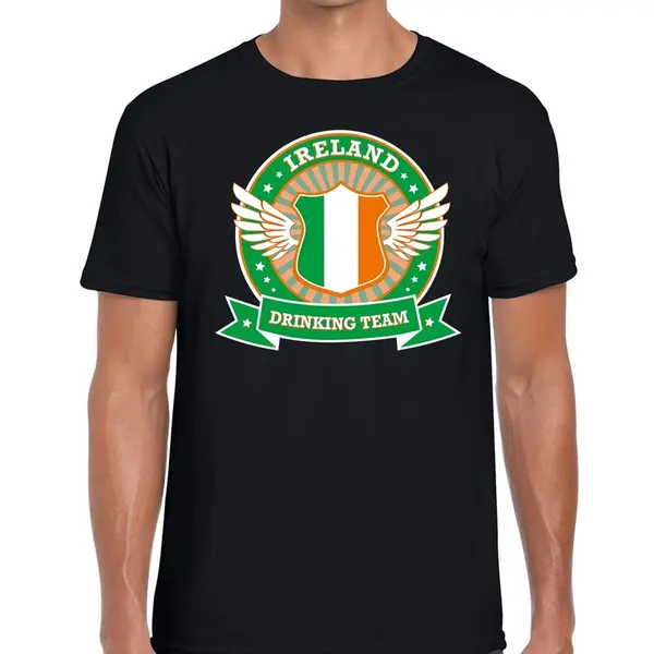 Bellatio Decorations Zwart Ireland Drinking Team T-shirt Zwart Heren - Ierland Kleding S thumbnail