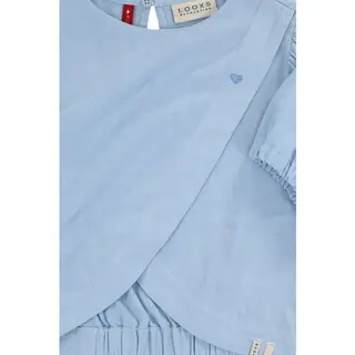 Looxs Revolution Looxs Little 2512-7130-134 Meisjes Blouse - Maat 104 - Blauw Van 80% Viscose 20% Linen