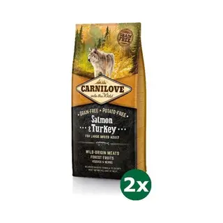 2x12 Kg Carnilove Salmon / Turkey Adult Large Breed Hondenvoer