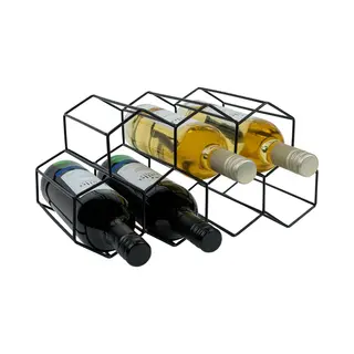 Quvio Wijnrek - Wijnkast - Drankkast - Wijnrekken - Wijnrek Staand - Wijnaccessoire - Metaal - Voor 7 Flessen - 19 X 35 X 18 Cm (lxbxh) - Zwart