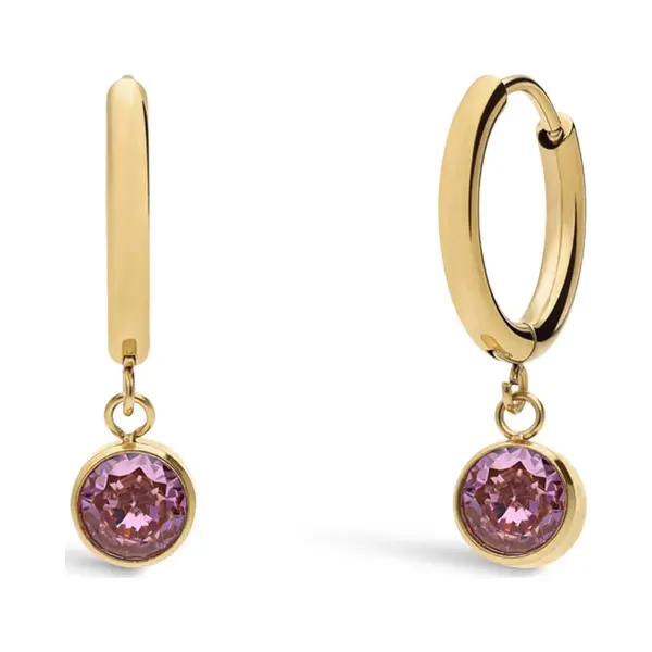 Lucardi Oorbellen 'Set' Goud / Lila thumbnail
