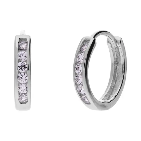 Lucardi Dames Zilveren Oorringen Met Zirkonia Voor Dames - Oorbellen - 925 Zilver - Zilverkleurig thumbnail