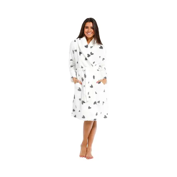 Pastunette Witte Fleece Damesbadjas Hartjes - Rebelle-Xxl (52-54) thumbnail