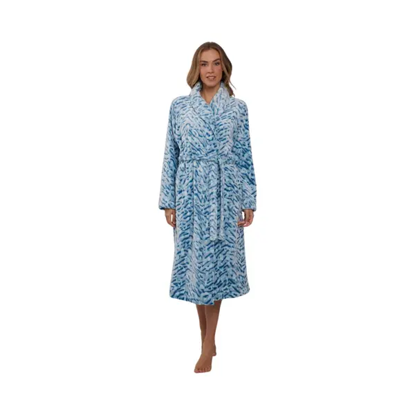 Pastunette Dierenprint Badjas Dames - Turquoise - Fleece-(40-42) M thumbnail