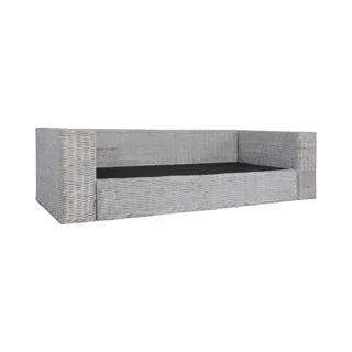 3-sitzer-sofa Mit Kissen Grau Natürliches Rattan Vidaxl