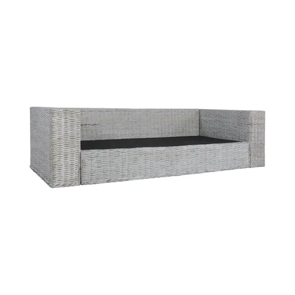 3-sitzer-sofa Mit Kissen Grau Natürliches Rattan Vidaxl thumbnail