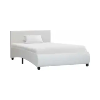 VidaXL Bett Bettgestell Mit Led Weiß Kunstleder 90x200 Cm