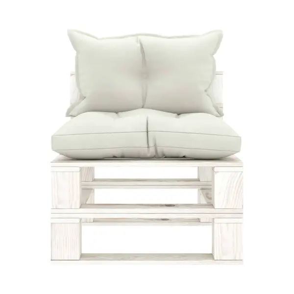 VidaXL Garten-Paletten-Mittelsofa Mit Kissen In Beige Holz thumbnail