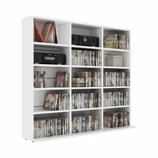 VidaXL Cd Regal Mit 15 Fächern Dvd Bluray Medienregal Medienschrank Aufbewahrung Standregal Regalwand Bücherregal Weiß 100x23x89, 5cm Holzwerkstoff