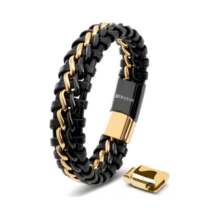 Serasar Bracelets For Men 20cm Gold GiftBox Genuine Leather Cowhide Braided AdjustAble Magnetic Clasp MultiLayer Jewellery Rope Mans Male Mens Band
