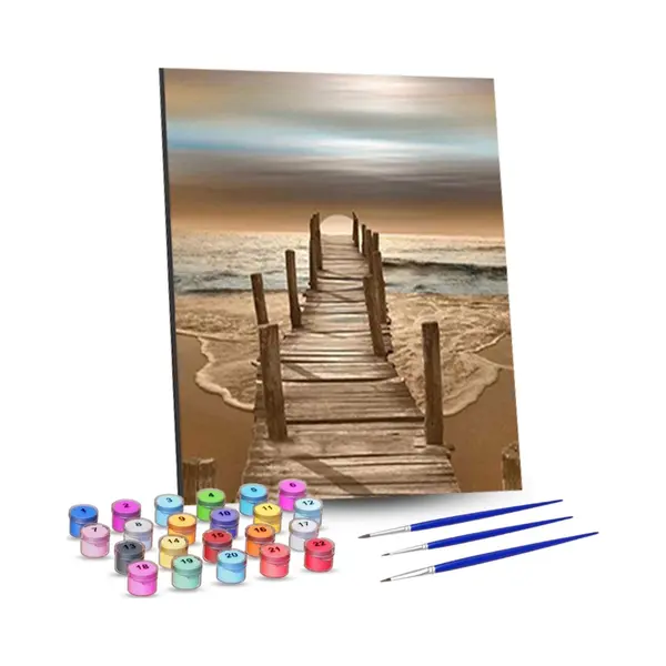 Rubye® Schilderen Op Nummer Volwassenen – Zonsondergang – Inclusief Verf En Penselen – Canvas Schildersdoek – Kleuren Op Nummer – 40x50cm thumbnail