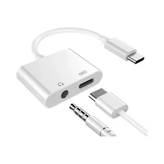Usb-C Adapter - Usb-C Naar 3, 5mm Aux En Usb-C - Geschikt Voor Samsung S20 & Apple - 2 In 1 Aux - Audio Splitter - Usb-C Audio- En Oplaad Adapter -