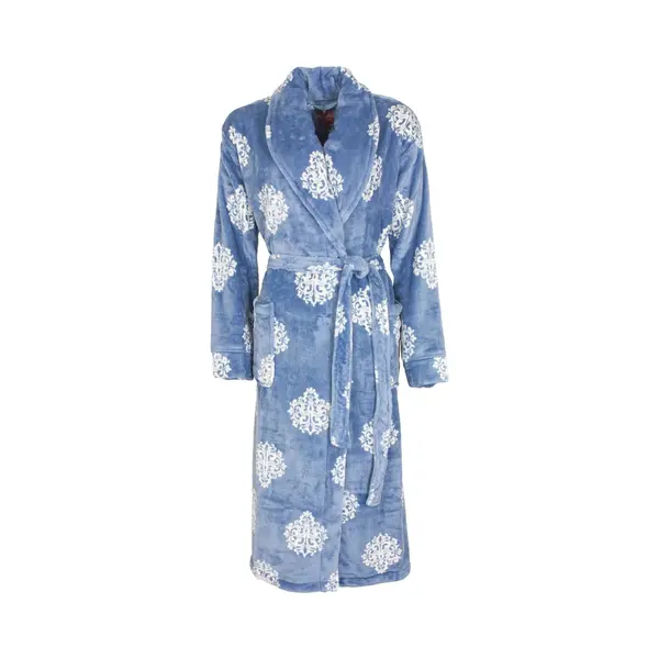 Medaillon Dames Badjas - Coral Fleece - Licht Blauw - Maat L thumbnail
