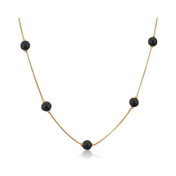 Cilla Jewels Dames Ketting Edelstaal Verguldkleurig Zwarte Kralen thumbnail