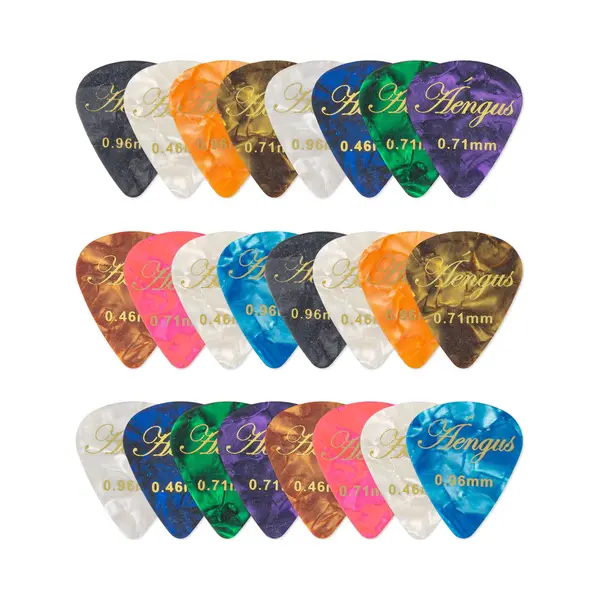 Áengus Celluloid Plectrum Set - 24 Stuks - Diktes Thin 0.46, Medium 0.71 En Thick 0.96 Mm thumbnail