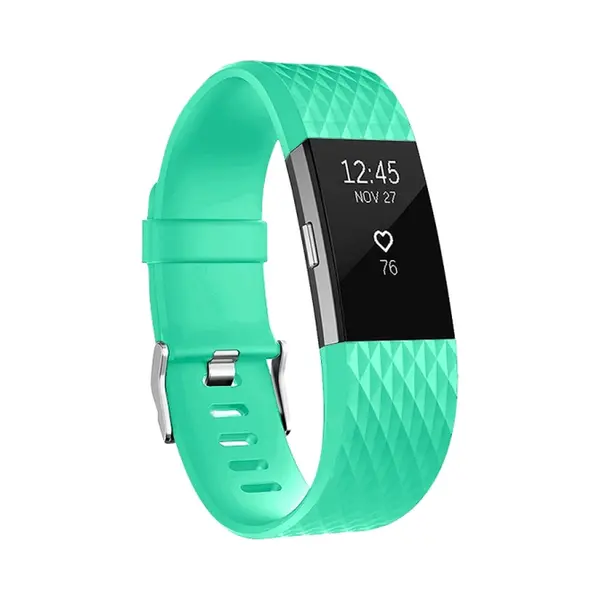 By Qubix - Geschikt Voor Fitbit Charge 2 Siliconen Bandje - Maat, Large - Mintgroen - Horlogeband - Smartwatchbandje thumbnail