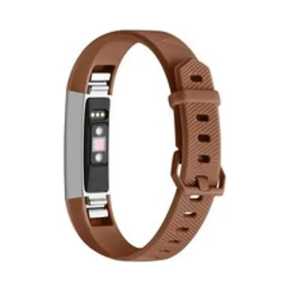By Qubix Geschikt Voor Fitbit Alta Hr Siliconen Bandje Met Gesp - Maat, Large - Coffee Smartwatch Bandje thumbnail