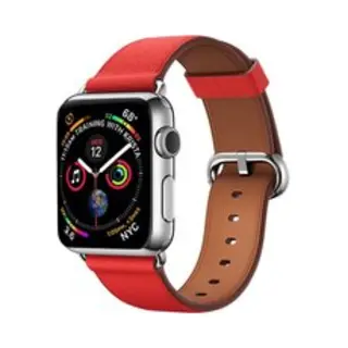 By Qubix - Geschikt Voor Apple Watch 42mm - 44mm - 45mm - 46mm - 49mm - Classic Lederen Bandje - Rood - Apple Watch Bandjes