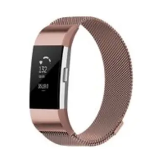 By Qubix - Geschikt Voor Fitbit Charge 2 Milanese Bandje - Maat, Small - Rosé Goud - Horlogeband - Smartwatchbandje
