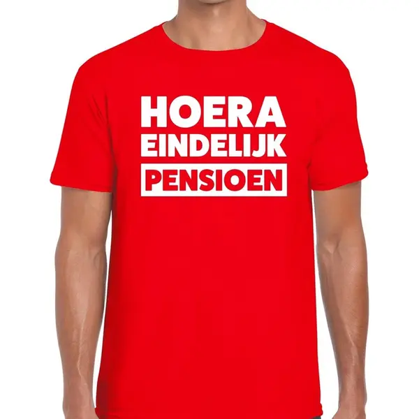 Bellatio Decorations Hoera Eindelijk Pensioen Rood T-shirt Voor Heren - Rood Pensioen Shirt S thumbnail