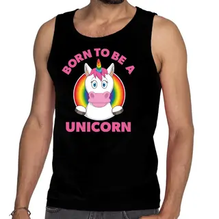 Bellatio Decorations Born To Be A Unicorn Pride Tanktop/mouwloos Shirt - Zwart Regenboog Homo Singlet Voor Heren - Gay Pride Xl