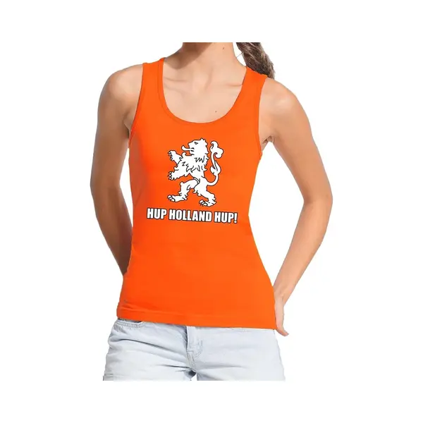 Bellatio Decorations Nederland Supporter Tanktop / Mouwloos Shirt Hup Holland Hup Oranje Voor Dames - Landen Kleding S thumbnail