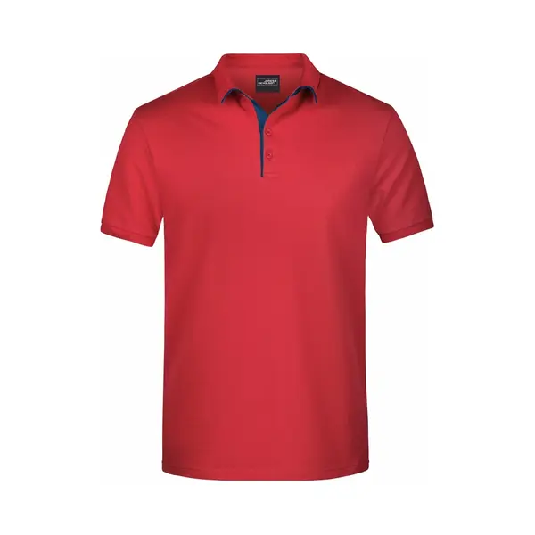 James & Nicholson Polo Shirt Golf Pro Premium Rood/navy Voor Heren - Rode Herenkleding - Werkkleding/zakelijke Kleding Polo T-shirt 2XL thumbnail