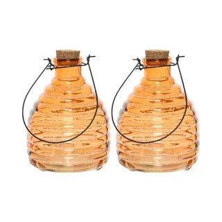 Decoris 2x Wespenvangers/wespenvallen Oranje 17 Cm Van Glas - Insectenvangers/insectenvallen - Insectenbestrijding