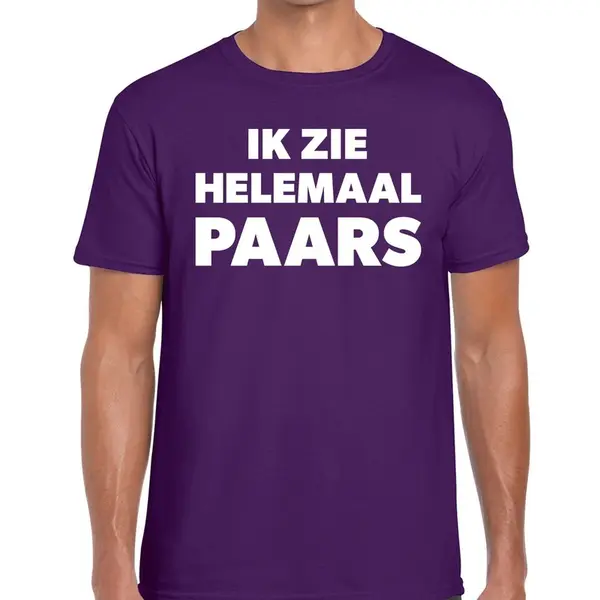 Bellatio Decorations Ik Zie Helemaal Paars - Tekst T-shirt - Paars - Voor Heren - Verkleedkleding - Kleuren Fun L thumbnail
