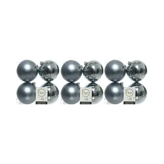 Decoris Kerstballen - 12x St - Grijs Blauw - D10 Cm - Kunststof - Kerstversiering