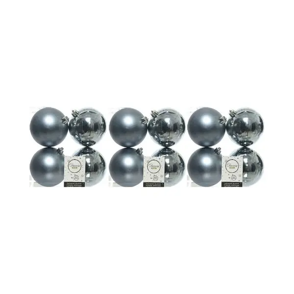 Decoris Kerstballen - 12x St - Grijs Blauw - D10 Cm - Kunststof - Kerstversiering thumbnail