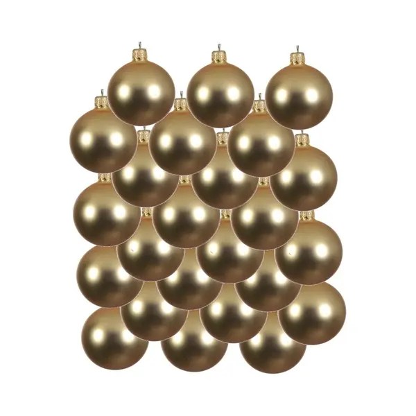 Decoris Kerstballen - 24x - Goud - 8 Cm - Glas - Mat - Velvet - Kerstversiering thumbnail